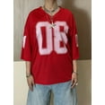 thumbnail image 5 of Jersey Tops for Women Y2k Oversized T Shirt Number Graphic Tees V Neck Half Sleeve Shirt Streetwear, 5 of 6