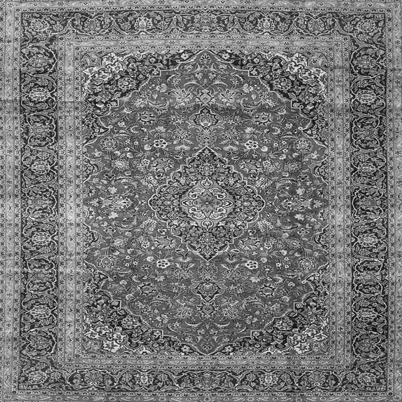 Ahgly Company Indoor Square Medallion Gray Traditional Area Rugs, 7' Square