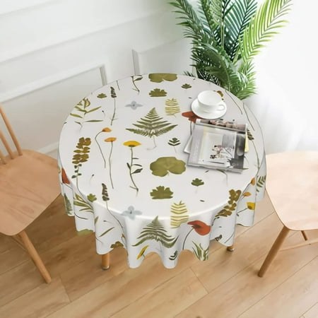 

Plant Flowers Herbarium Tablecloth 60 Inch Round in Ruiti Table Cloth Waterproof Fabric Farmhouse Plant Specimen Tablecloths Decorative for Home Party Birthday Wedding