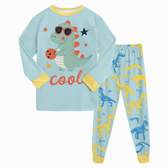 Kids Cozy Rayon From Bamboo Long Sleeve Pajamas Set Soft Stretchy Sleepwear Clothes For Girls Boys Cute Printed PJs 6-12 Months 12-24 Months 2t 3t 4t 5t 6t 7t 8t 9t Children(Light Blue,5-6 Years)