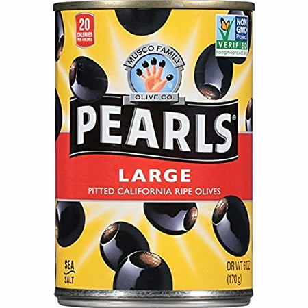 Pearls Large Pitted Ripe Black Olives, 6 oz Can (Pack of 18)