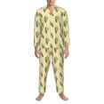 thumbnail image 3 of Balery Yellow Corn Pijama para Hombre de Dos Piezas con Manga Larga, Conjunto de Dormir y Descanso Suave con Bolsillos-Large, 3 of 7