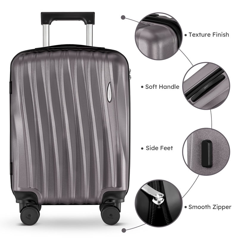 Gowill 4 Piece Hardside Luggage Set 27/23/19/12 inch Hardshell Lightweight Spinner Wheels Carry-on and Checked Suitcase.Iron Gray