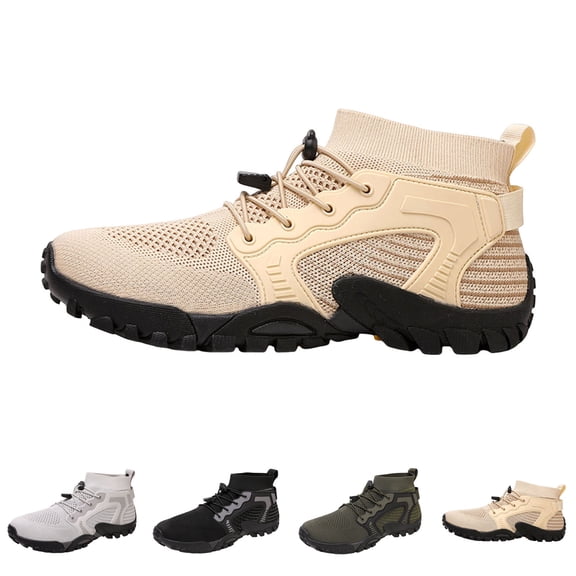 Barefoot Shoes Men Women Knit High Top Sneakers Breathable Antislip Outdoor Athletic Hiking Shoes Black Size 10.5