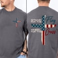 thumbnail image 5 of Stand For The Flag Kneel For The Cross 4th of July Shirt, 2 Sided Patriotic Christian Graphic Tee for Women, 5 of 7