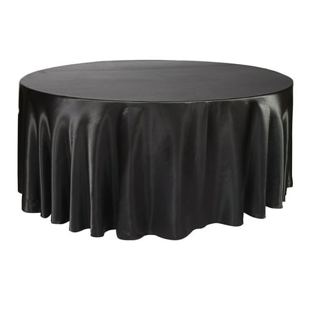 

Your Chair Covers - 132 Inch Round Satin Tablecloth Black