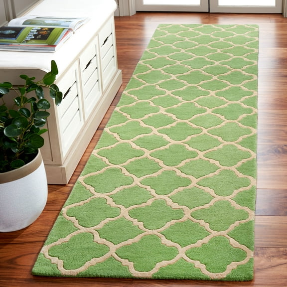 SAFAVIEH Chatham Connor Geometric Wool Runner Rug, Green, 2'3" x 9'