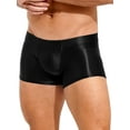 thumbnail image 3 of YiZYiF Mens Low Rise Glossy Boxer Briefs Underwear Solid Color Boxers Low Rise Swimming Trunks Black XXL, 3 of 7