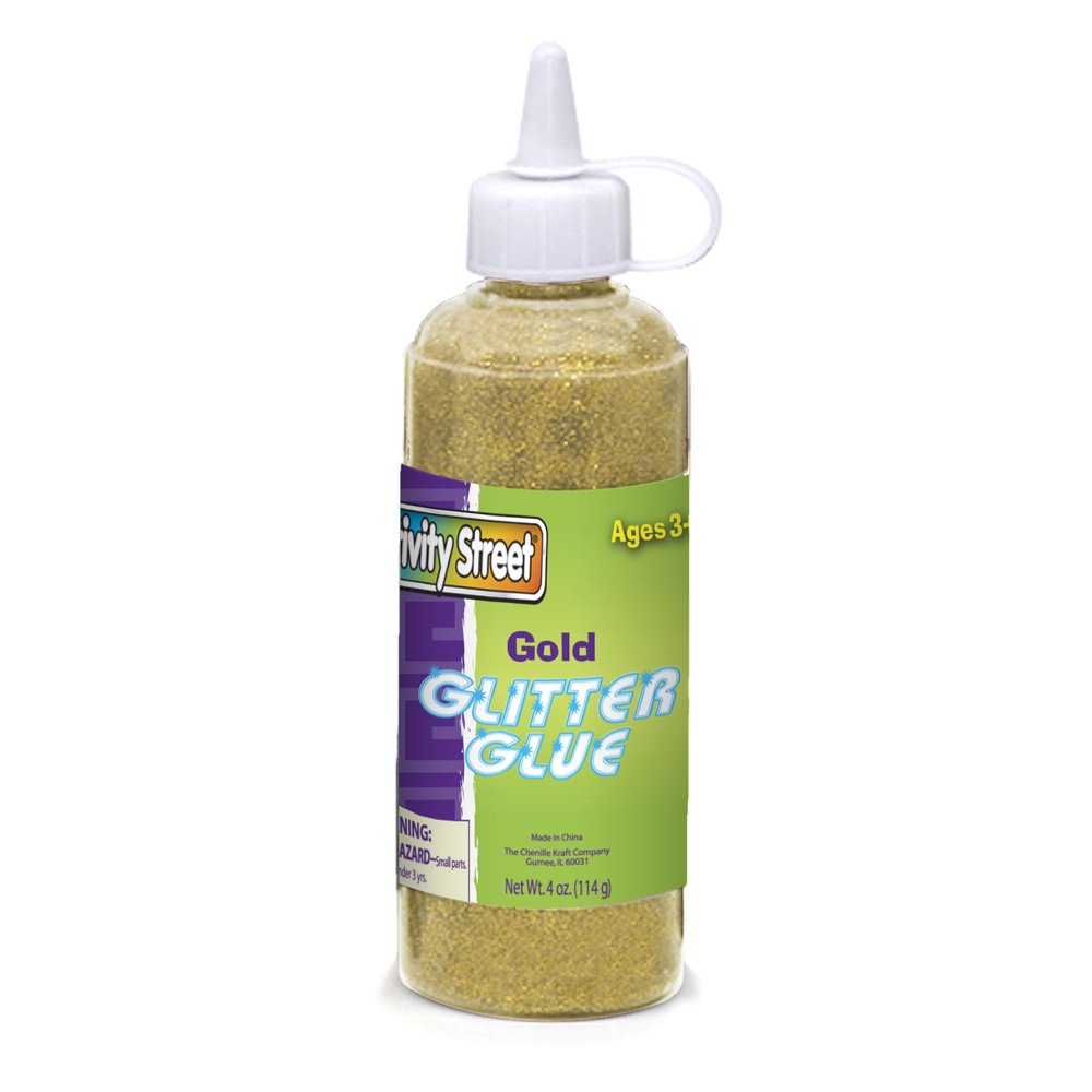 Glitter Glue, Gold, 4oz, 12/pkg