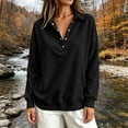 thumbnail image 3 of Trikvn Women's Waffle Knit Henley Shirt Long Sleeve V Neck Button Down Collared Pullover Tops Casual Loose Fit Ribbed Blouse for Work Office Everyday Wear Fall Fashion, 3 of 5