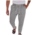 thumbnail image 1 of HBFAGFB Men's Casual Pants Drawstring Straight Leg Pants with Pockets Versatile Daily Wear Grey Size XXXL, 1 of 5