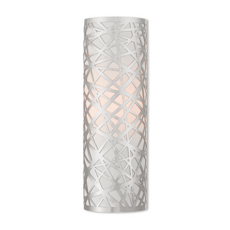 

Wall Sconces 1 Light With Polished Chrome Off-White Fabric Hardback 5 inches 40 Watts - World of Crystal