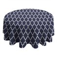 thumbnail image 4 of Navy and White Geometric Lattice Pattern Round Tablecloth 60"x60",Wrinkle Wipeable Table Cloth for Kitchen Dining Room Picnic Patio Party, 4 of 6