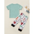 thumbnail image 4 of Franhais Baby Boys 2 Pcs Outfits, Letter Print Short Sleeve T-shirts with Cartoon Fish Pattern Knee Patches Long Pants, 4 of 9