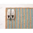 thumbnail image 3 of Natural Jute Area Rug Hand Braided Rug Cyan Scalloped Rectangle Rug, 3 of 5