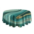 thumbnail image 5 of Teal Marble Gold Wave Pattern Round Tablecloth 60"x60",Wrinkle Wipeable Table Cloth for Kitchen Dining Room Picnic Patio Party, 5 of 6
