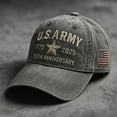 thumbnail image 2 of 250th Anniversary Army Hat, Embroidered Baseball Cap Tribute Washed Denim Hat Color Light Gray Size One Size, 2 of 7