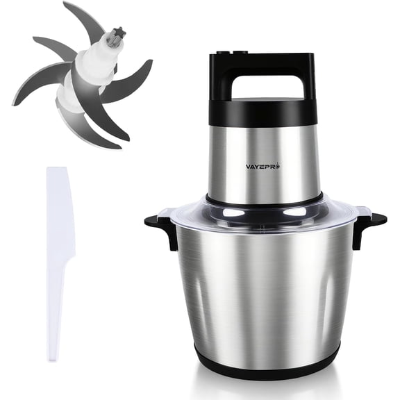 6L 800W Electric Food Processor, 2-Speed Blender w/ Stainless Steel Bowl, 4 Bi-Level Blades & Spatula for Meat, Onion, Vegetables, Fruits