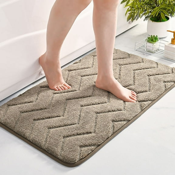 sruoe Bath Mat Rugs, Bath Mats for Bathroom Floor, Extra Absorbent Quick Dry Bathroom Mats, Washable Bath Rugs and Mats, Bath Carpet for Shower, Polyester, Brown