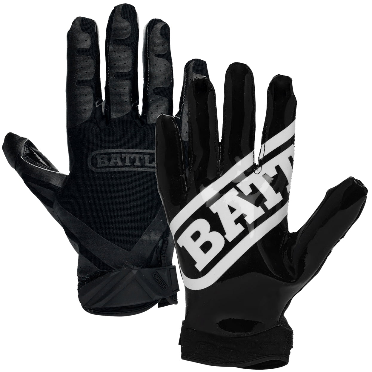 Battle Receivers Double Threat Football Gloves - Large - Black/Black