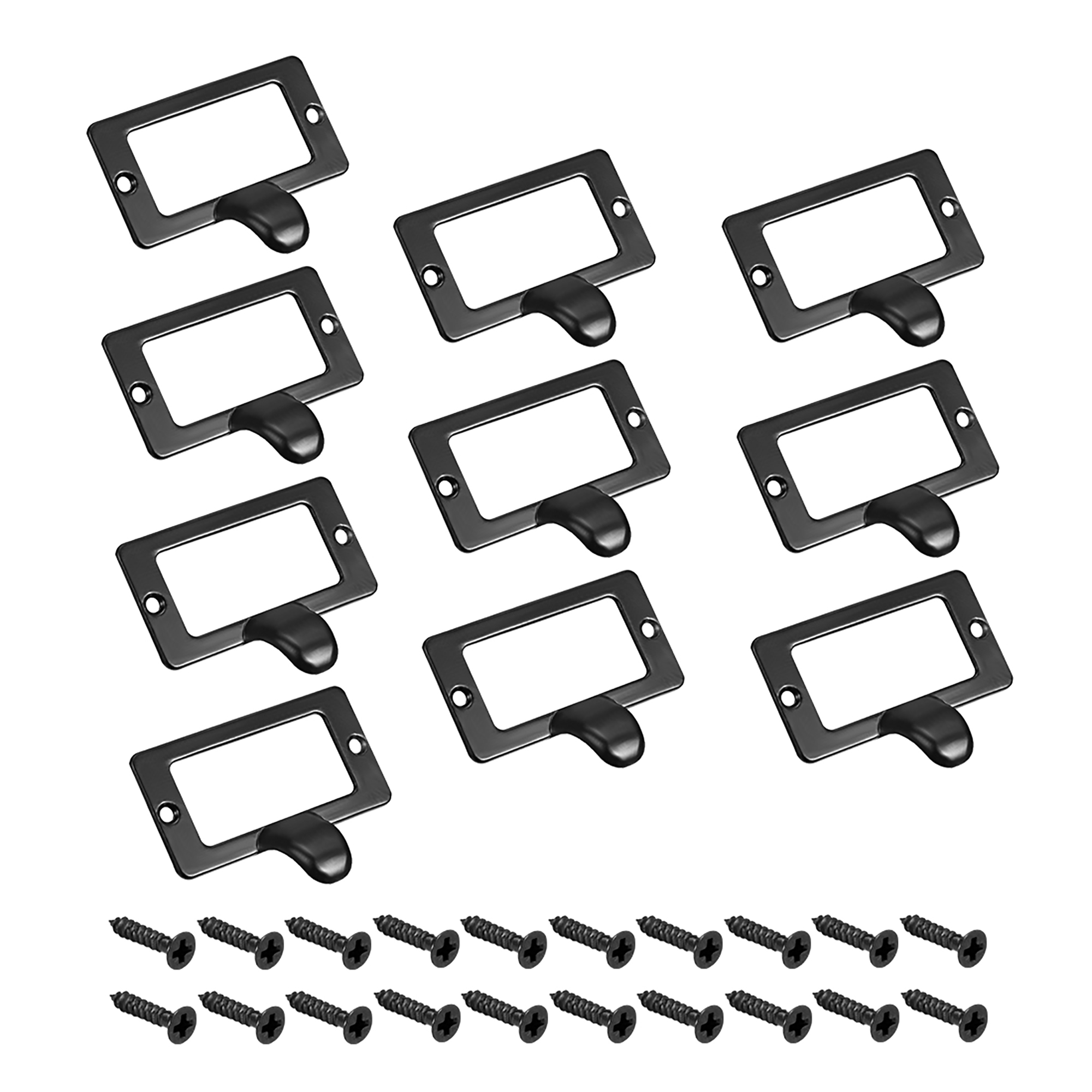Label Holder Pull Handles Vintage Zinc Alloy Black 59x44mm 10 Pcs w