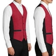 thumbnail image 6 of hoksml Men's Glitter V-Neck Suit Vest, 4 Button Slim Fit Formal Waistcoat with Adjustable Back Strap and Pockets, Wedding Party Dress Vest, 6 of 9