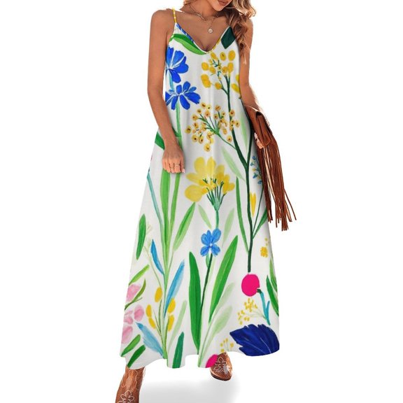 Vibrant Floral Summer Garden Art Sleeveless Dress Loose Women's Dress Dresses Luxury Evening Dresses