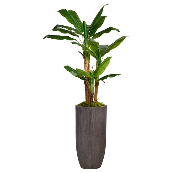 74.25 in. Banana Tree Faux Decor with Burlap Kit
