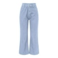 thumbnail image 7 of Sngxgn Women Distressed Raw Hem Washed Jeans Destroyed Straight Leg Denim Pants(Light Blue,XL), 7 of 7
