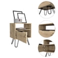thumbnail image 5 of Depot E-Shop Begonia Nightstand With 2 Shelves, Cabinet, And Hairpin Legs, Light Oak, 5 of 5