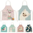 thumbnail image 2 of Alpaca Llama Cactus Printed Cotton Linen Sleeveless Aprons Kitchen Women Pinafore Home Cooking Baking Waist Bib Fartuchy Tablier, 2 of 10