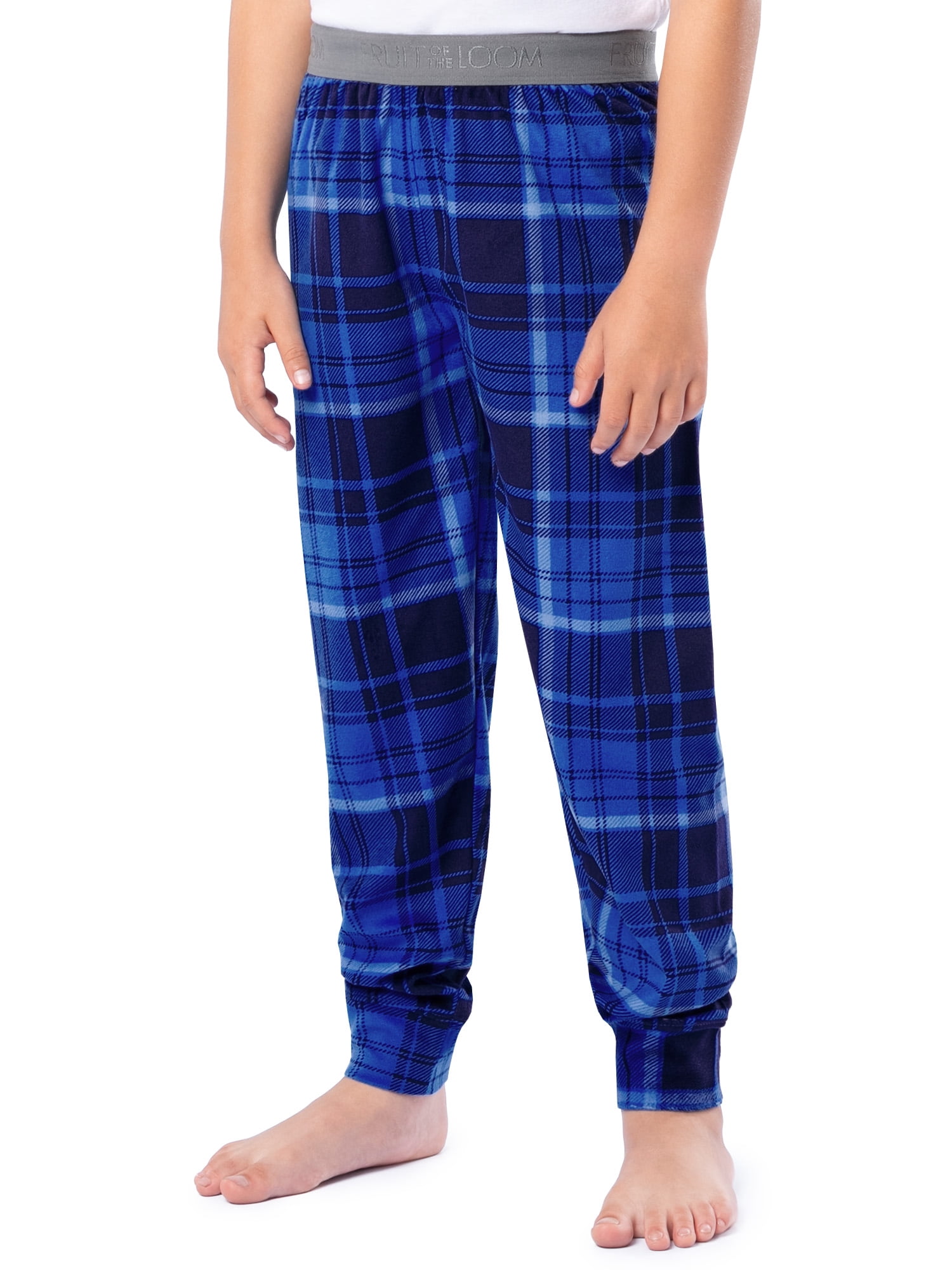 Fruit of the Loom Boy's Sleep Long Sleeve Top & Velour Fleece Jogger Pajama Set, 2-Piece, Sizes 4-16