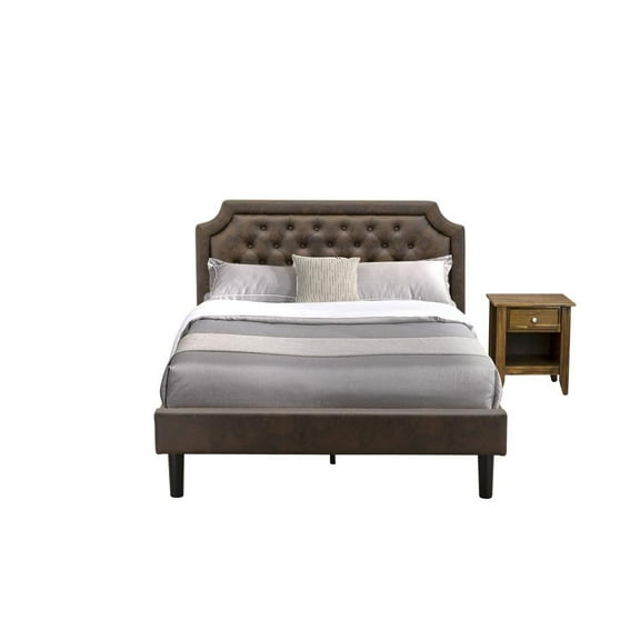 East West Furniture Granbury 2-Piece Wood Queen Bedroom Set in Brown/Walnut
