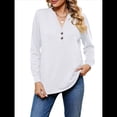 thumbnail image 3 of Camisas de Larga para Mujer, Otoño 2025, Blusas Elegantes Informales Tipo Henley, Blusas Modernas, Camisetas Bonitas, Conjuntos, Ropa. XXL, 3 of 10