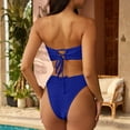 thumbnail image 4 of Women's Textured Bikini Swimsuit Two Piece Strapless Bandeau Cheeky Bathing Suits Royal Blue S, 4 of 4