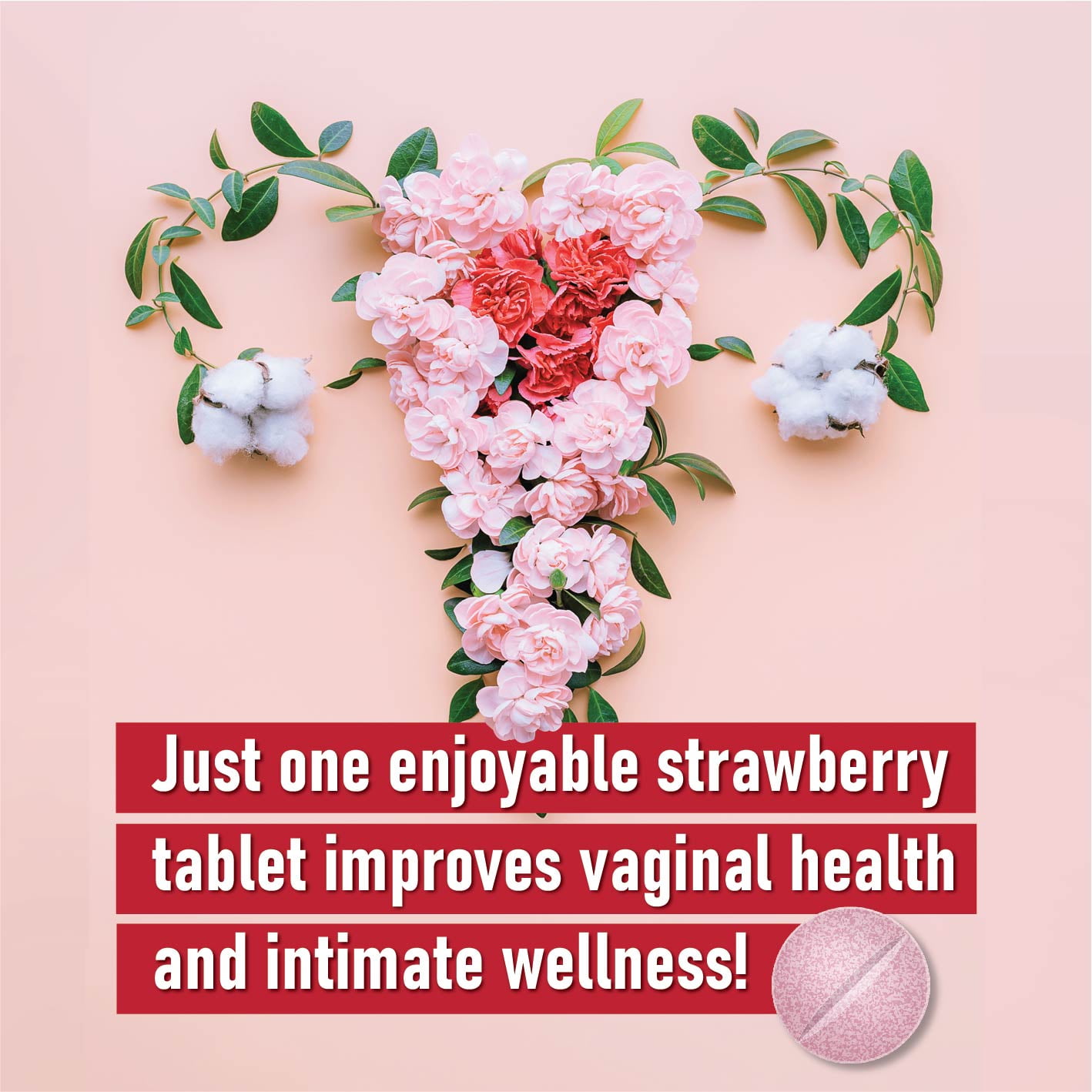 Probiotiv Chewable Vaginal Probiotics for Women – 10B CFU, pH Balance & Odor Support, Vaginal Health, 30 Strawberry Tablets