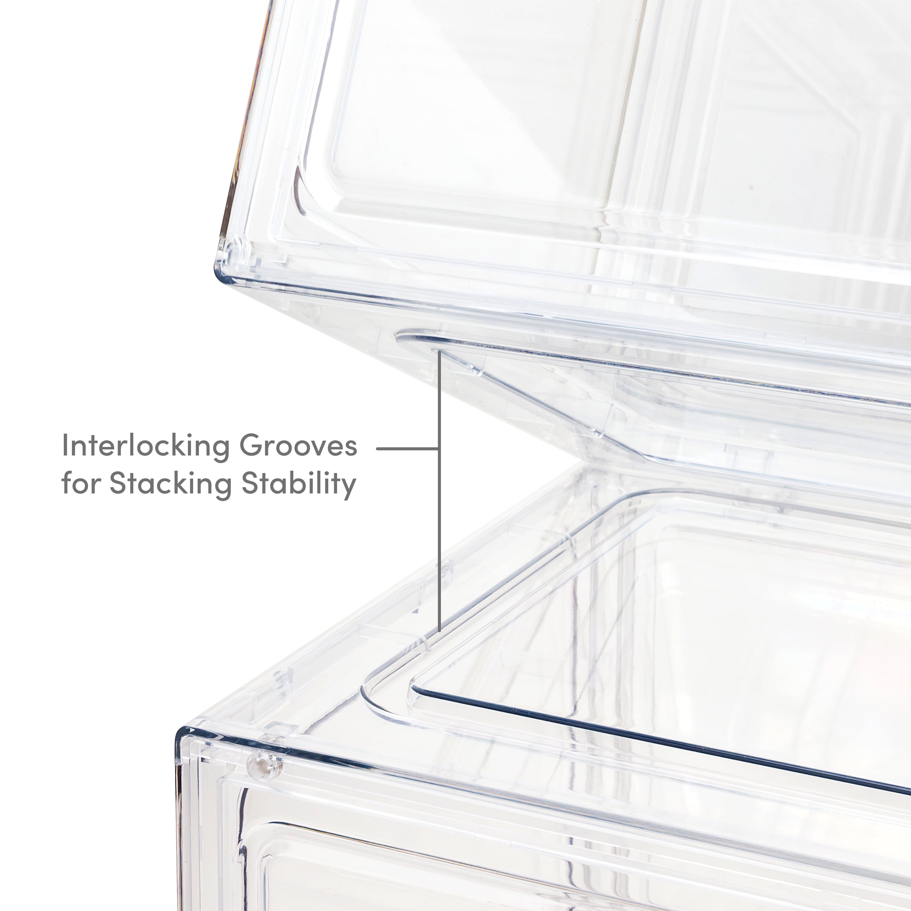 Qualiazero Stackable, Double Magnetic Doors, Organizer & Shoebox, Clear, 8-pack