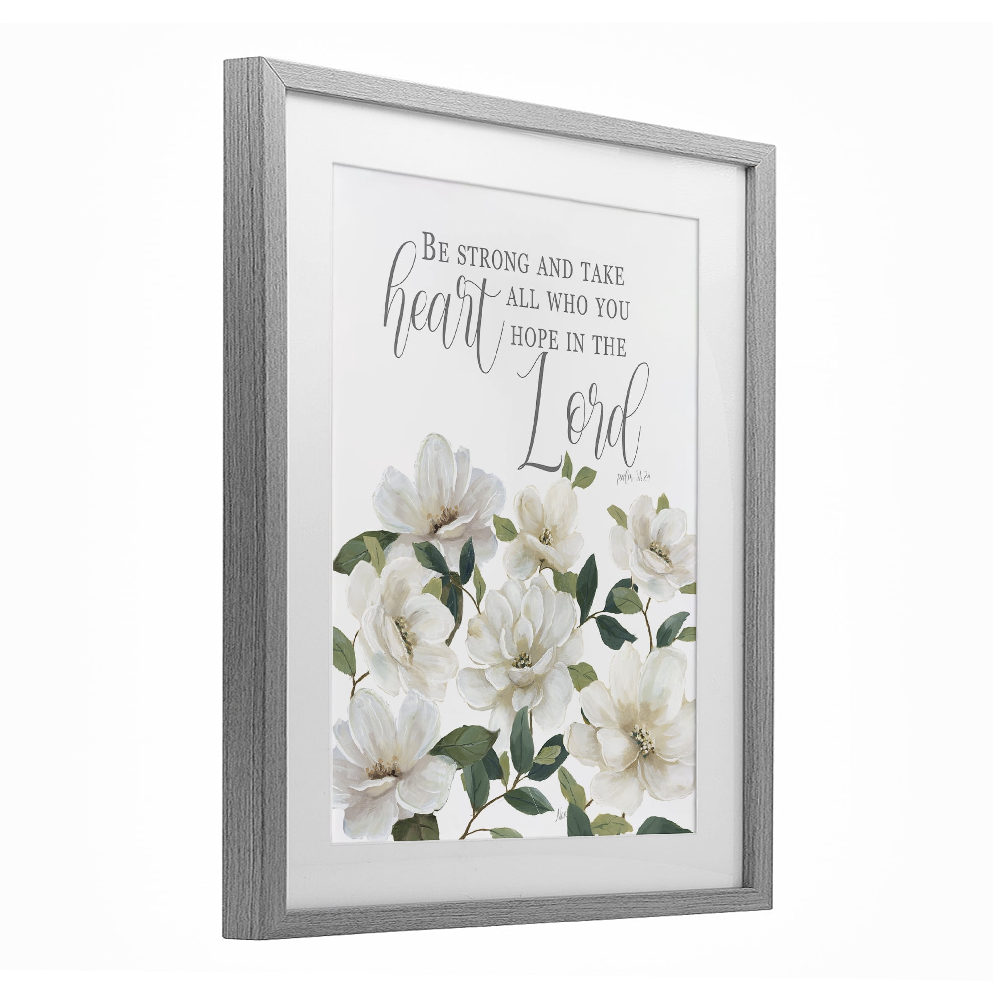 Stupell Industries Be Strong And Take Heart Gray Framed Print Under Glass, design by Nan