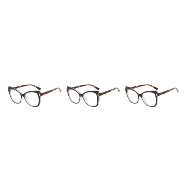 Jumpingount Gafas de ojo de gato Gafas con estampado de leopardo Gafas sin receta Gafas anti luz azul Gafas sin maquillaje Negro Type1 NO1
