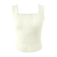 thumbnail image 3 of DuoJiaJ Women Square Neck Wide Straps Crop Tank Tops Flower Lettuce Trim Crop Vest Slim Fitted Sleeveless Cropped Top Women’s Tank Tops, 3 of 4