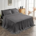 thumbnail image 3 of 4 Piece Long Ruffle Sheet Set, 20" Inch Long Ruffle On Corner Of The Flat Sheet, 15 Inch Deep Pocket, 100% Egyptian Cotton, 800 TC, Cal King Size, Solid Dark Grey, 3 of 9