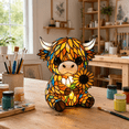 thumbnail image 7 of Highland Cow Rose Night Light, Stained Glass Handmade LED Decor Night Light, USB Craft Lamp for Bedroom Shelf Decoration, Stylish Birthday Housewarming Gift-Horse Lamp, 7 of 7