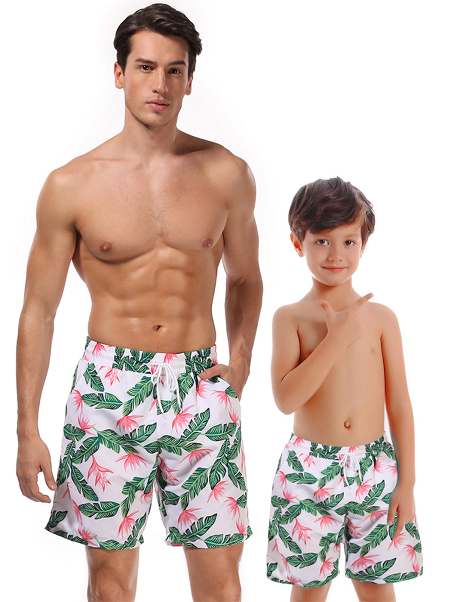 Matching Swimsuit Matching Dad And Son Swimsuit Matching Father And Son Swimwear Green leaf shorts Men Trunks