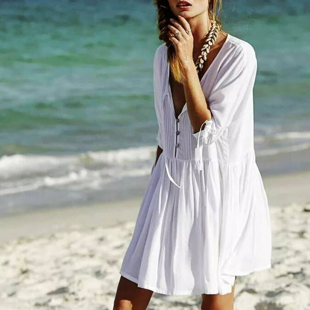 Playa Kimono Transparente Blanco Vestido Blanco Transparente