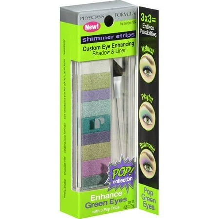 Physicians Formula Shimmer Strips Custom Eye Enhancing Shadow & Liner, Pop Green Eyes, 0.26 Oz.