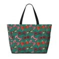 thumbnail image 2 of Daiia red and green bow tie Pattern Beach Travel Bag - Water-Resistant Beach Bag, Lightweight Tote with 7 Pockets for Women and Men - Gym,Pool,Camping,Reusable Grocery Bag, 2 of 7