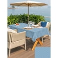 thumbnail image 5 of Outdoor Tablecloth with Umbrella Hole for Patio/Picnic/Party/Camping, Haze Blue Plaid Waterproof Table Cloth Rectangle Table Cover Washable, Farmhouse Modern Abstract Striped (60"x 120"), 5 of 8