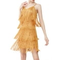thumbnail image 1 of FOCUSNORM Femmes Fronde Robe Sans Manches sur l'Épaule V Cou Pompons Casual Partie Robe d'Été, 1 of 9
