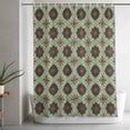 thumbnail image 4 of Abstract Floral Shower Curtain, Vintage Turquoise Moroccan Geometric Art Waterproof Shower Curtain Set with 12 Hooks Lightweight Bath Curtains Fabric Bathroom Decor 72x78 Inches, 4 of 9