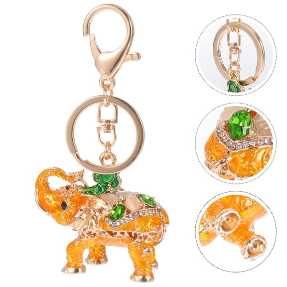 LEORX 1Pc Lovely Elephant Keychain Pendant Multiuse Decorative Zinc Alloy Golden